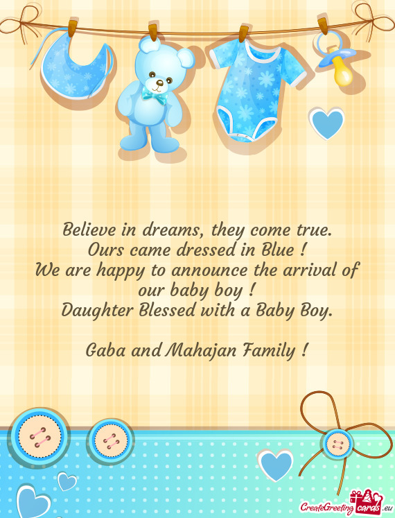 Daughter Blessed with a Baby Boy