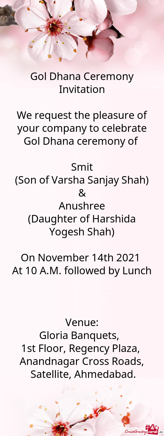 (Daughter of Harshida Yogesh Shah)