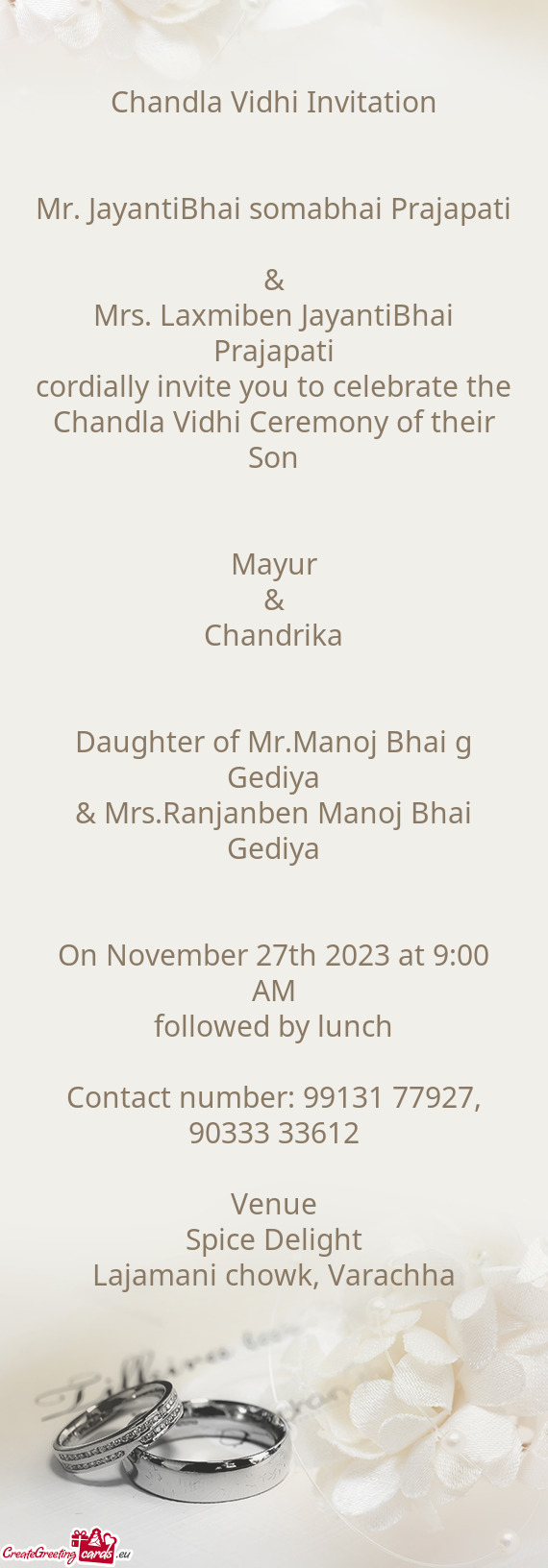 Daughter of Mr.Manoj Bhai g