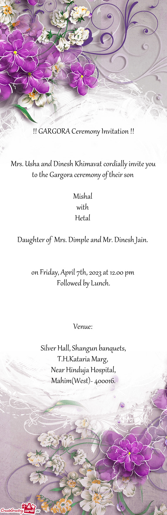 Daughter of Mrs. Dimple and Mr. Dinesh Jain