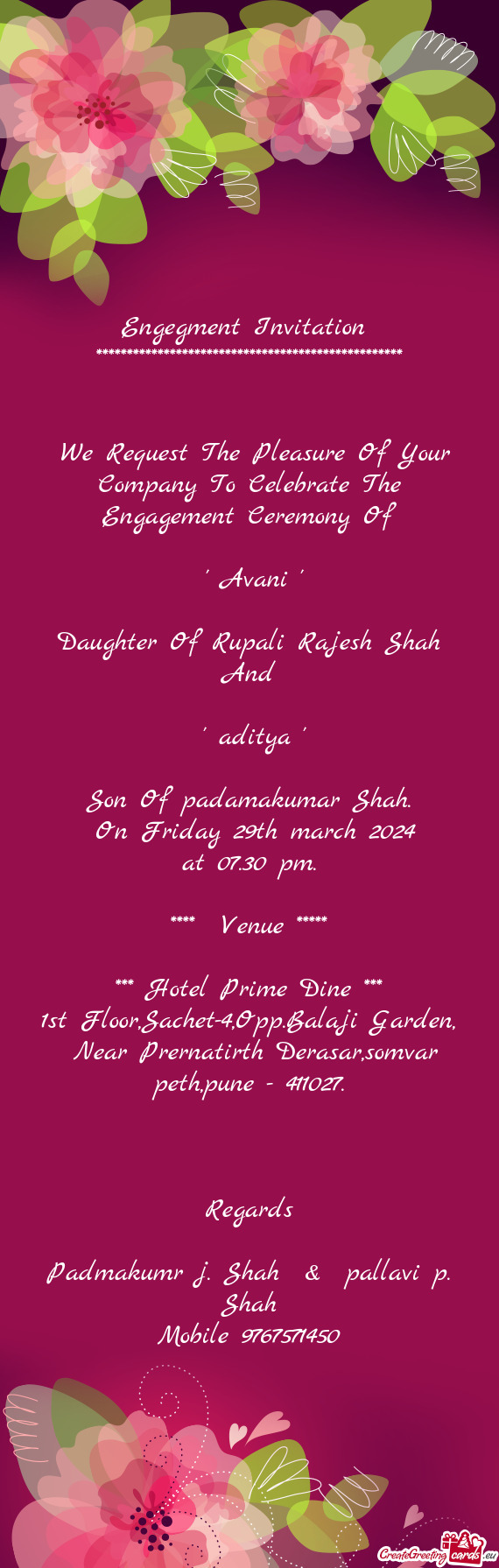 Daughter Of Rupali Rajesh Shah And