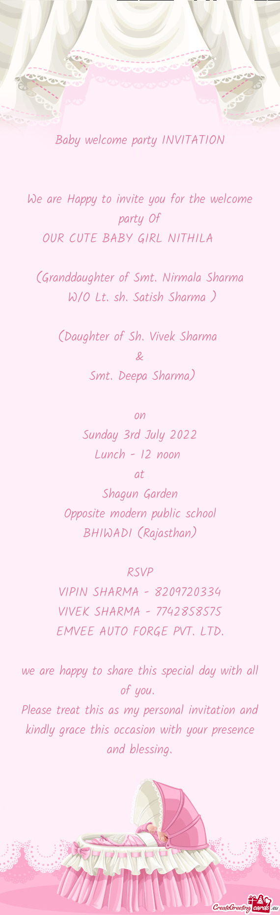 (Daughter of Sh. Vivek Sharma