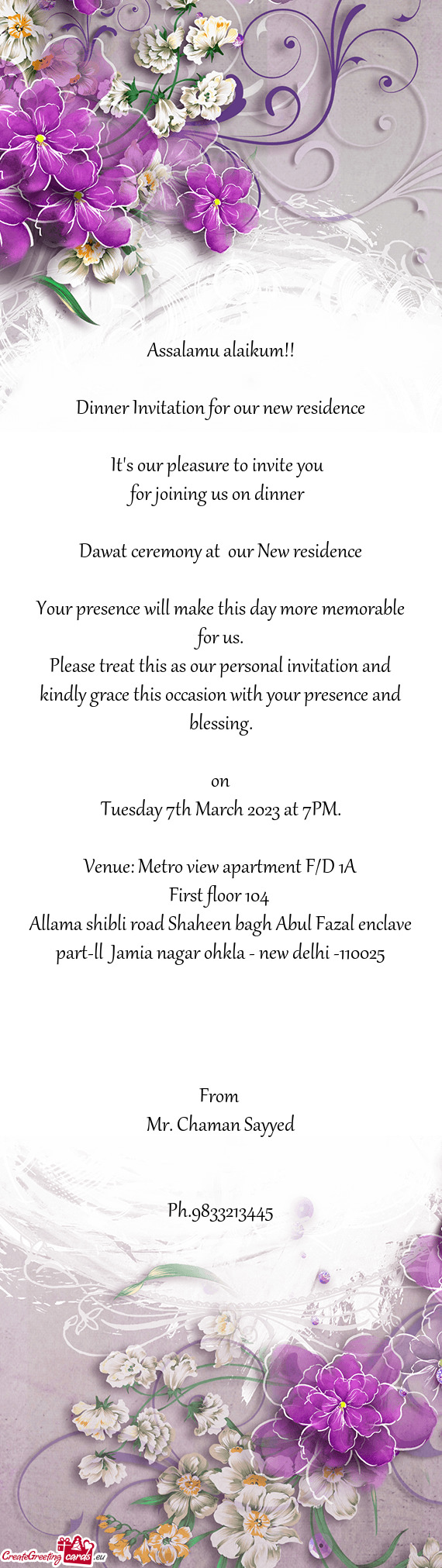 Dawat ceremony at our New residence