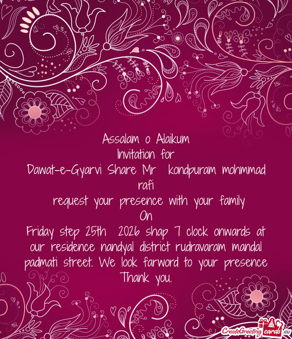 Dawat-e-Gyarvi Share Mr kondpuram mohmmad rafi