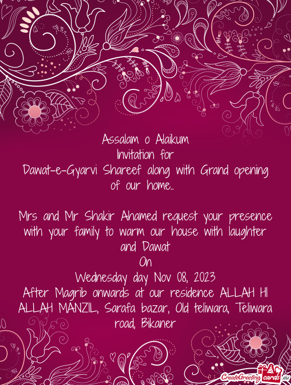 Dawat-e-Gyarvi Shareef along with Grand opening of our home