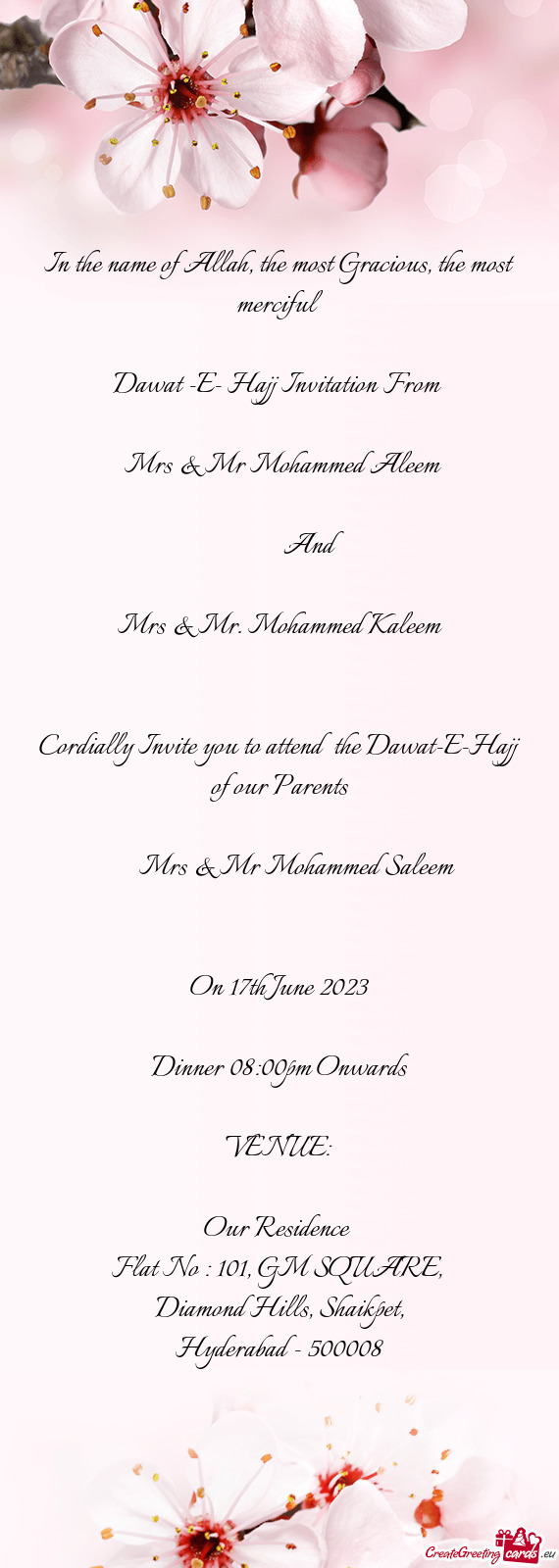 Dawat -E- Hajj Invitation From