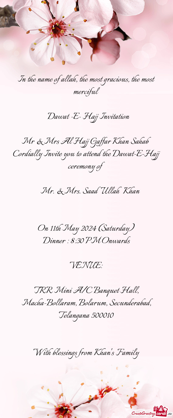    Dawat -E- Hajj Invitation