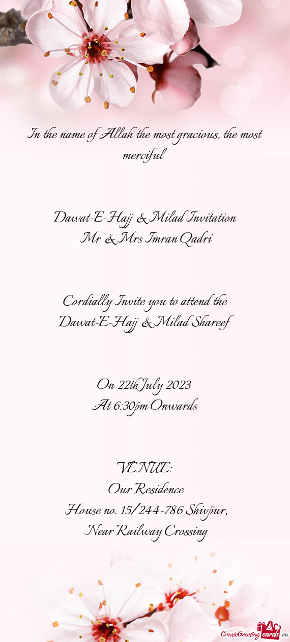 Dawat-E-Hajj & Milad Invitation