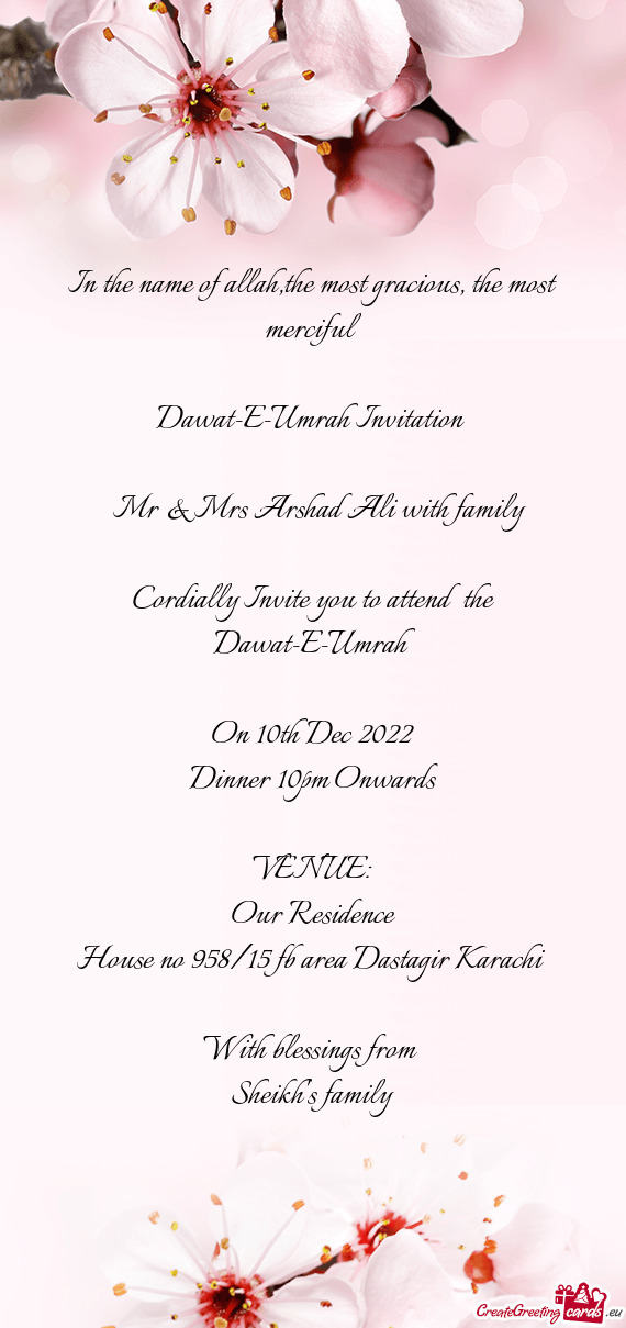 Dawat-E-Umrah Invitation