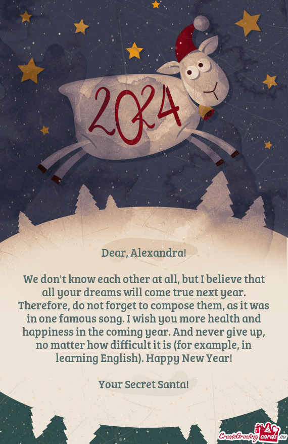 Dear, Alexandra