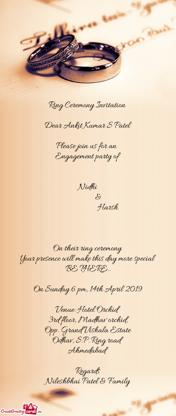 Dear Ankit Kumar S Patel