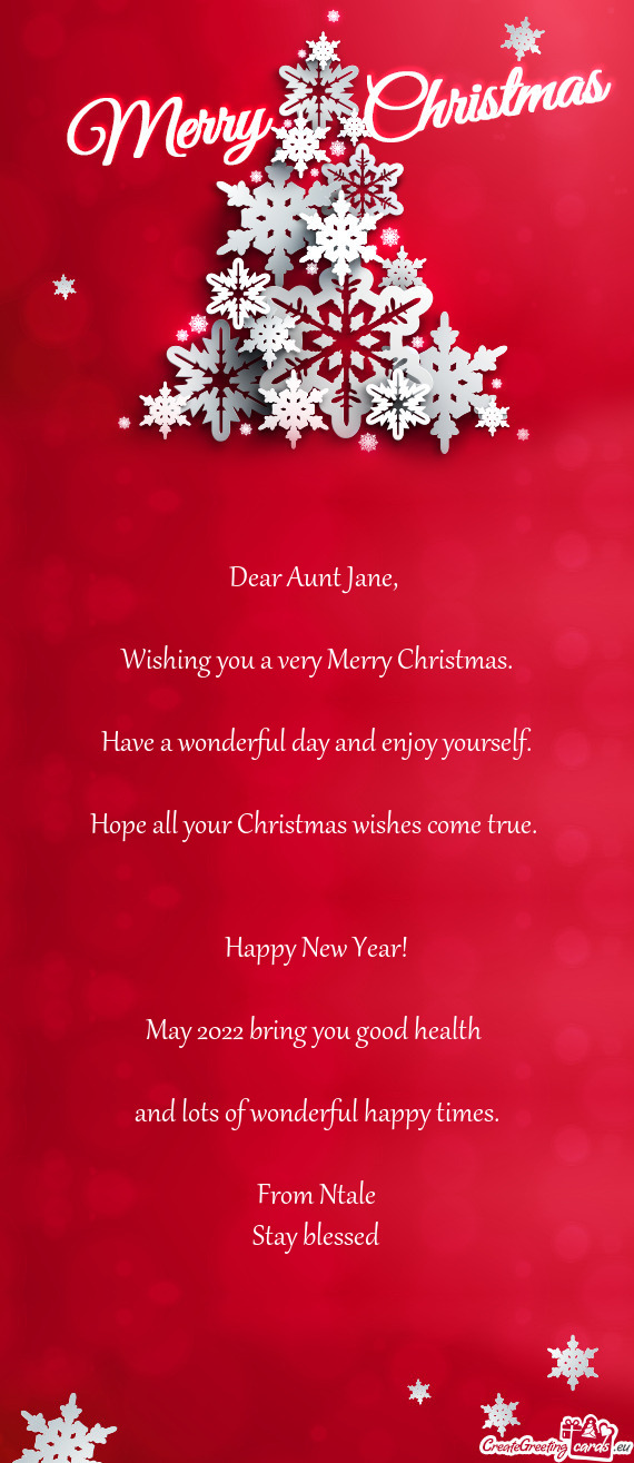 Dear Aunt Jane - Free cards