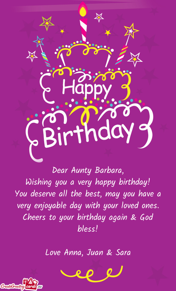 Dear Aunty Barbara