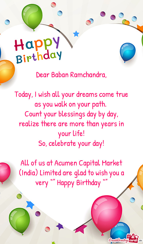 Dear Baban Ramchandra