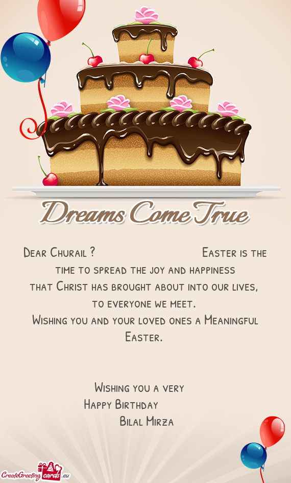Dear Churail ?                                   Easter is