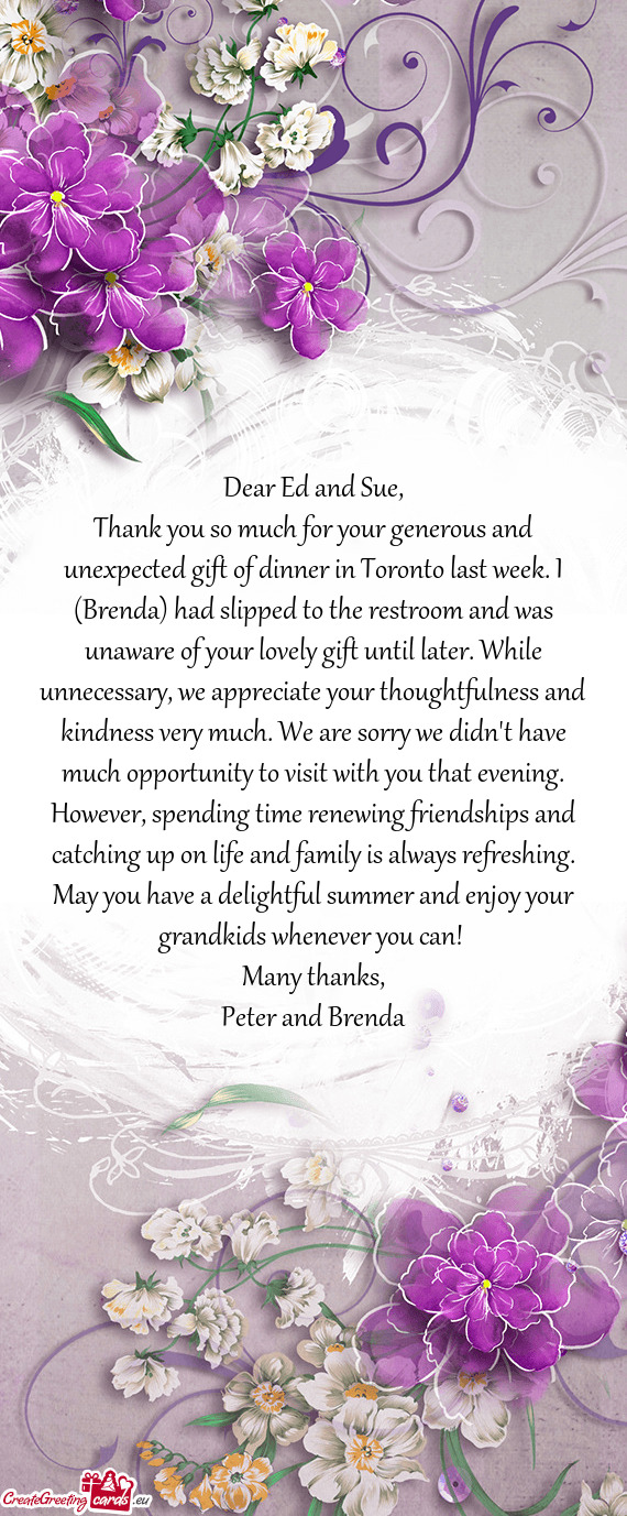 Dear Ed and Sue