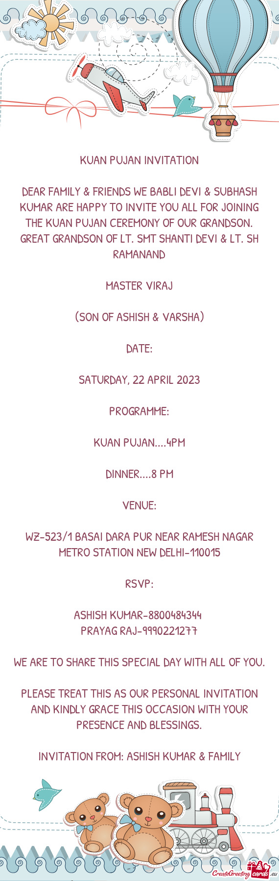 DEAR FAMILY & FRIENDS WE BABLI DEVI & SUBHASH KUMAR ARE HAPPY TO INVITE YOU ALL FOR JOINING THE KUAN