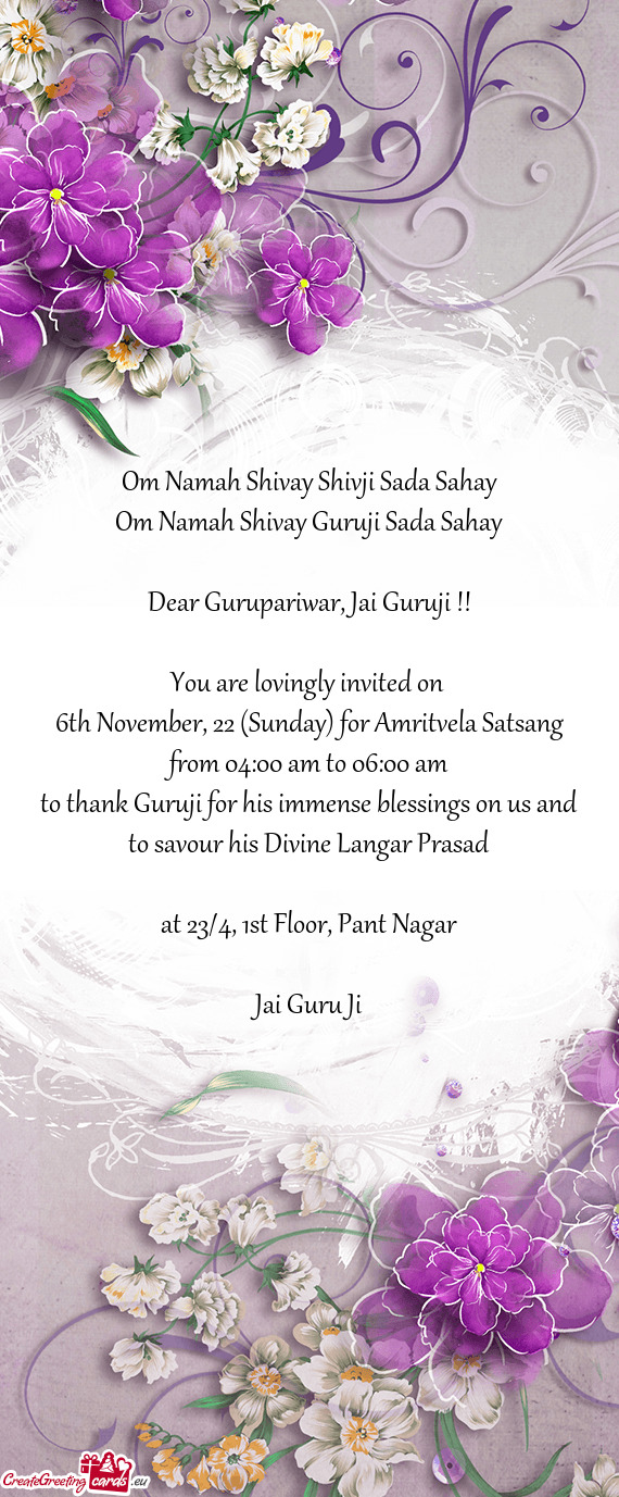 Dear Gurupariwar, Jai Guruji
