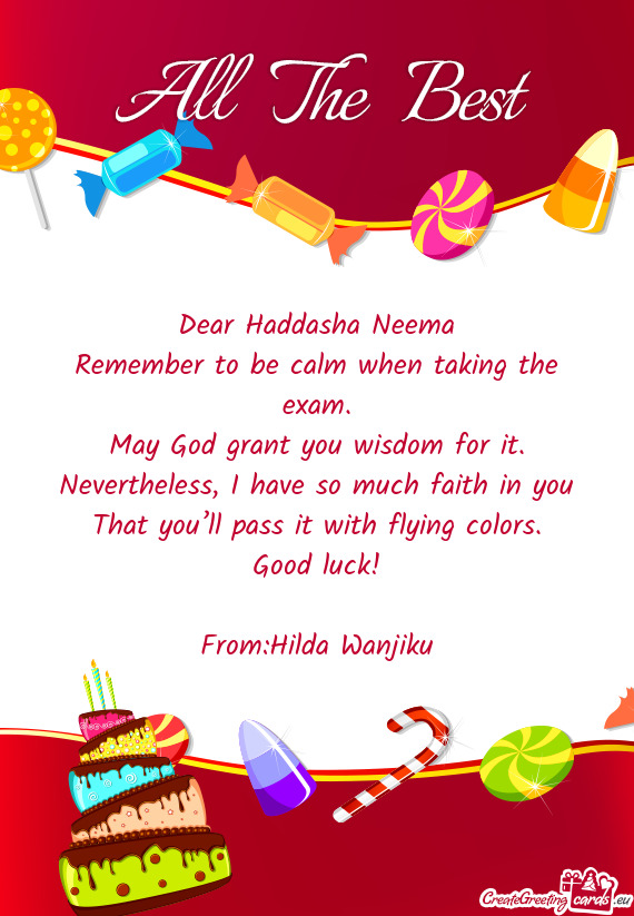 Dear Haddasha Neema