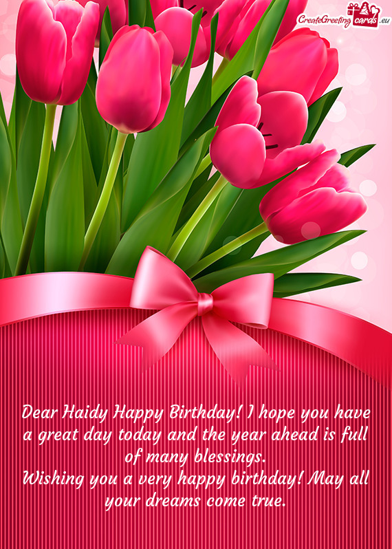 Dear Haidy Happy Birthday! I hope you have a great day today and the year ahead is full of many bles
