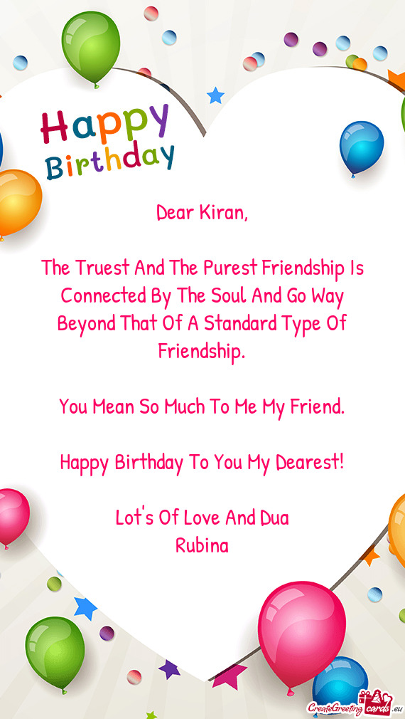 Dear Kiran