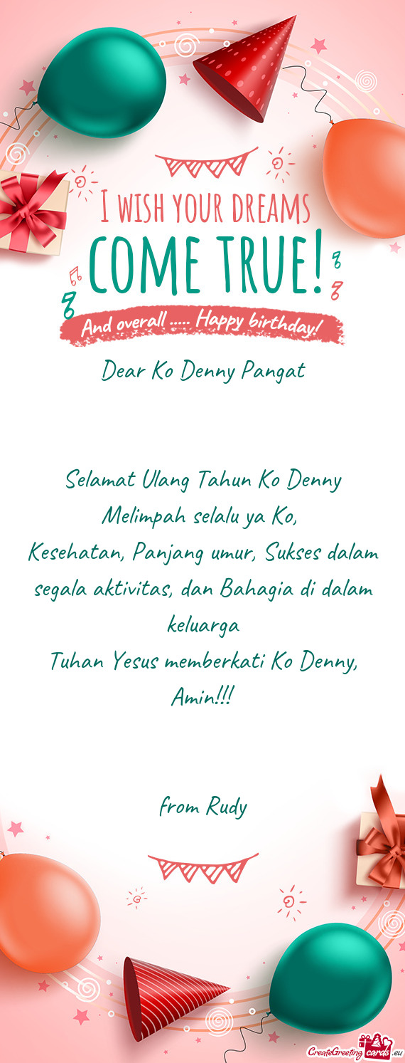 Dear Ko Denny Pangat