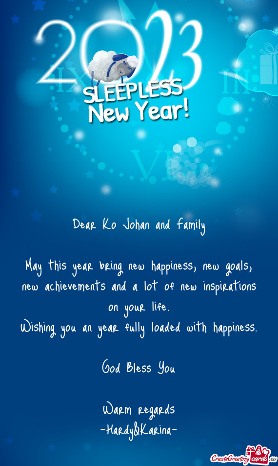 Dear Ko Johan and Family