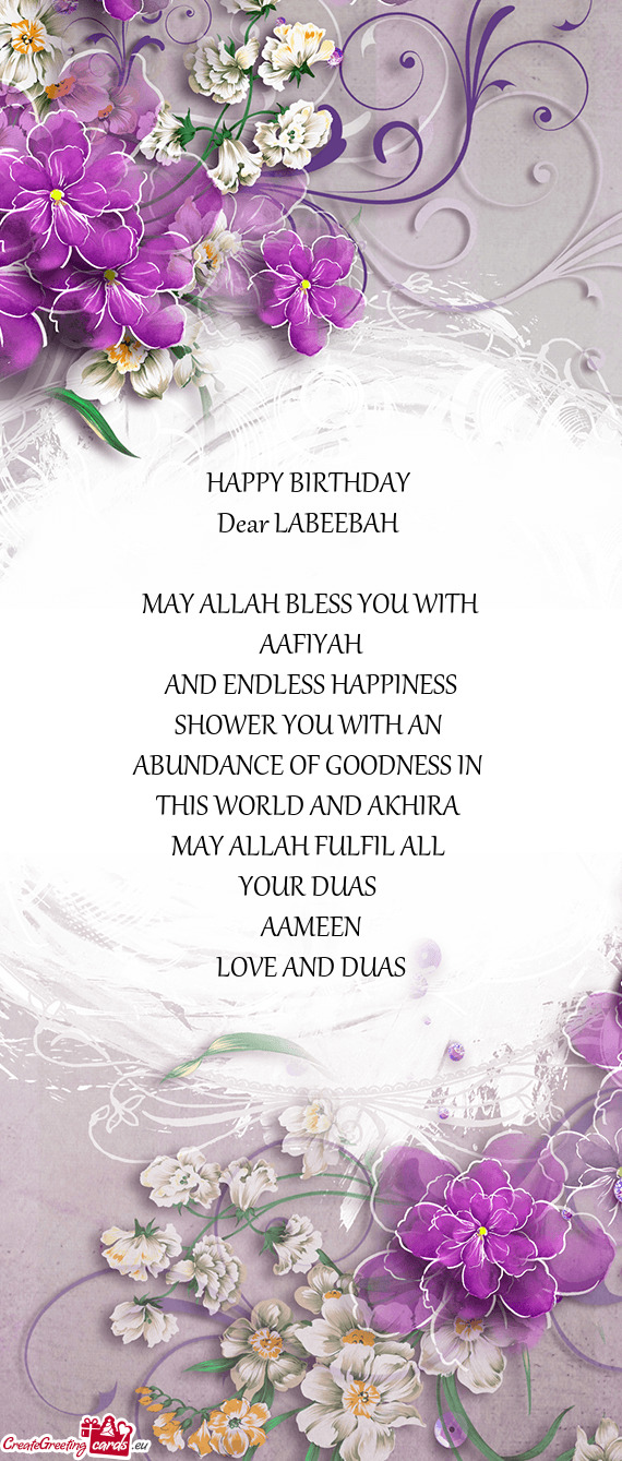 Dear LABEEBAH