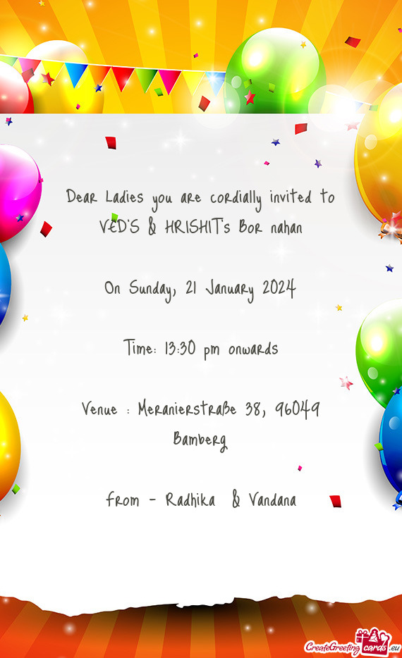 Dear Ladies you are cordially invited to VED