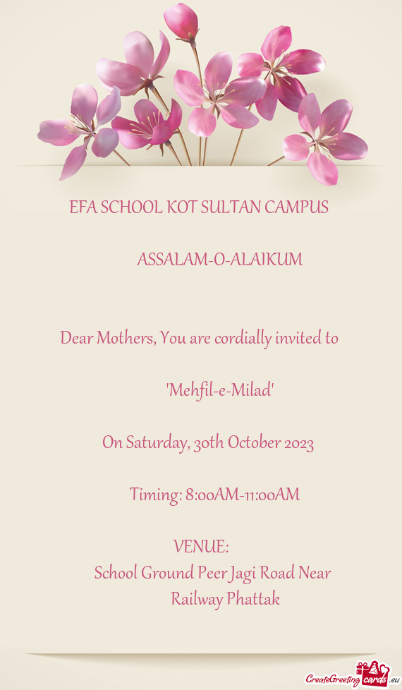 Dear Mothers, You are cordially invited to