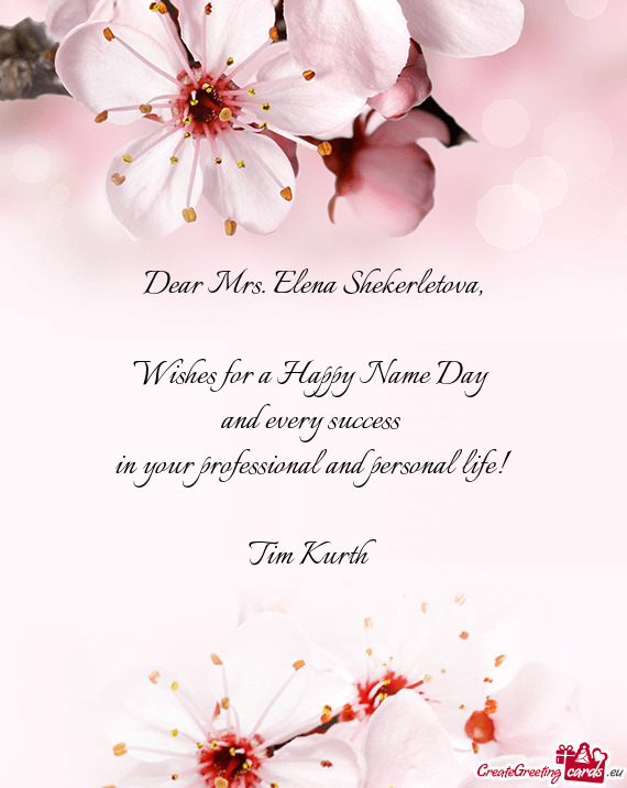 Dear Mrs. Elena Shekerletova