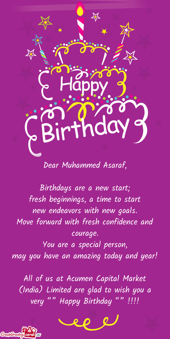 Dear Muhammed Asaraf
