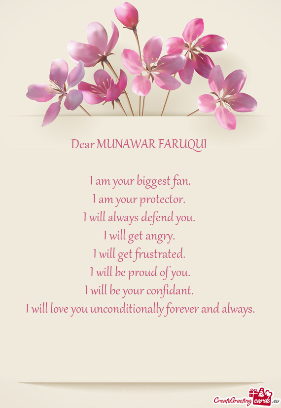 Dear MUNAWAR FARUQUI