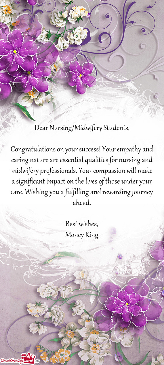 Dear Nursing/Midwifery Students