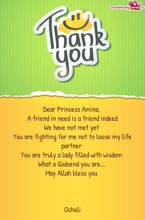 Dear Princess Amina