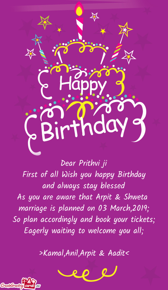 Dear Prithvi ji