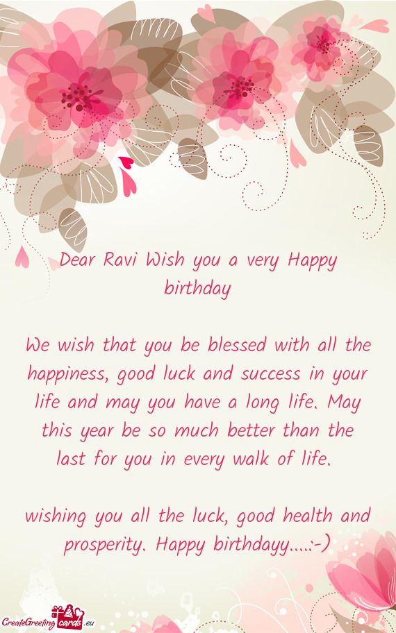Dear Ravi Wish you a very Happy birthday