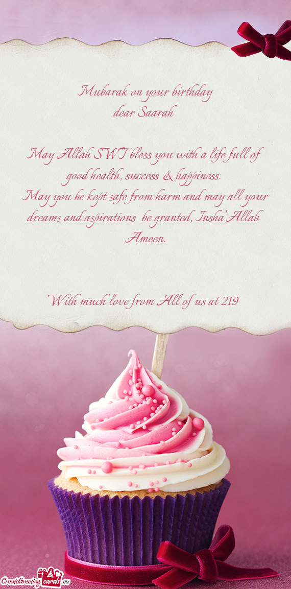 Dear Saarah