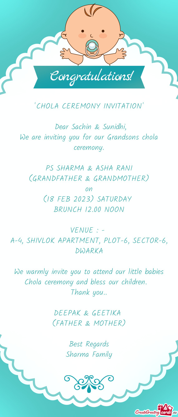 Dear Sachin & Sunidhi