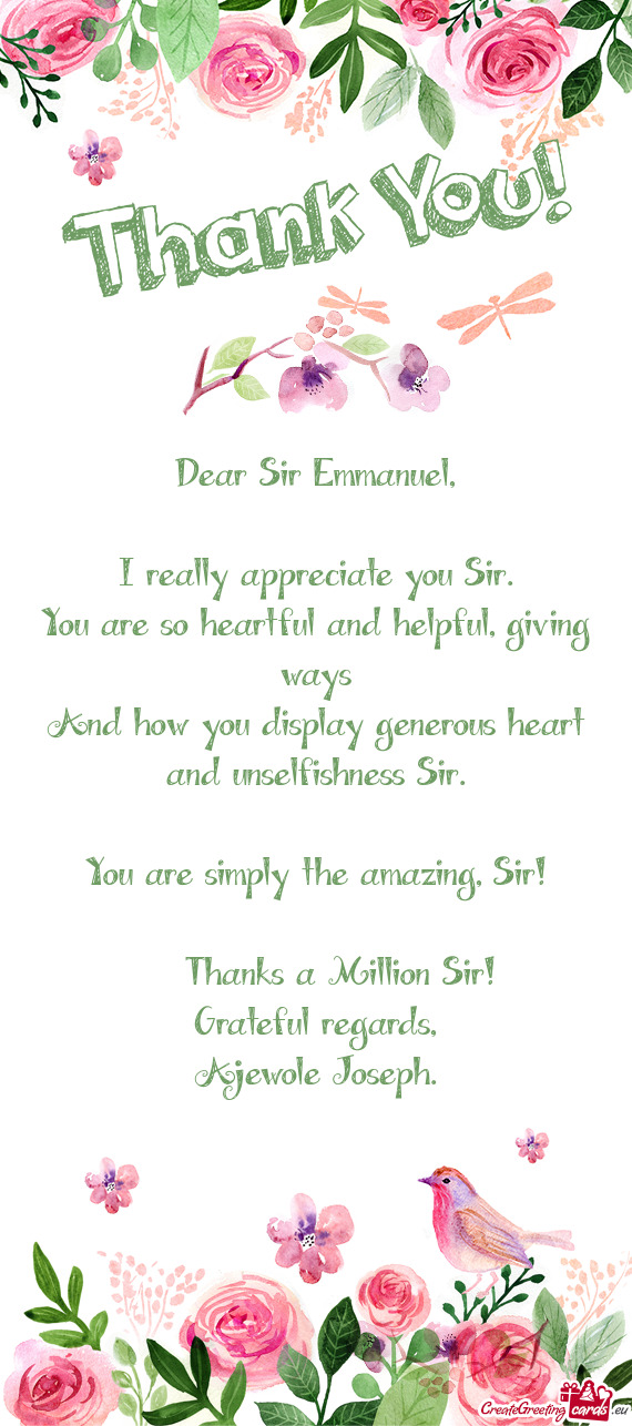 Dear Sir Emmanuel