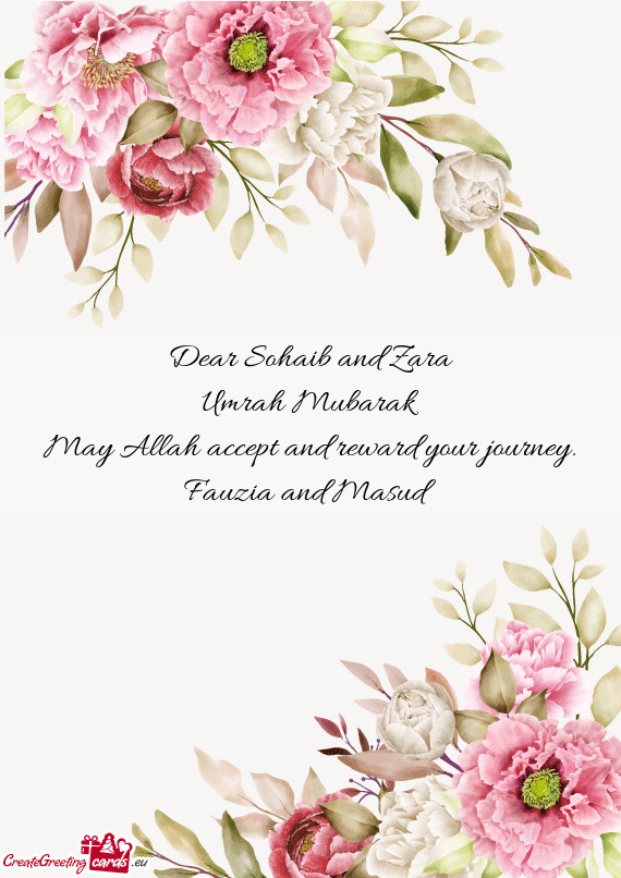 Dear Sohaib and Zara