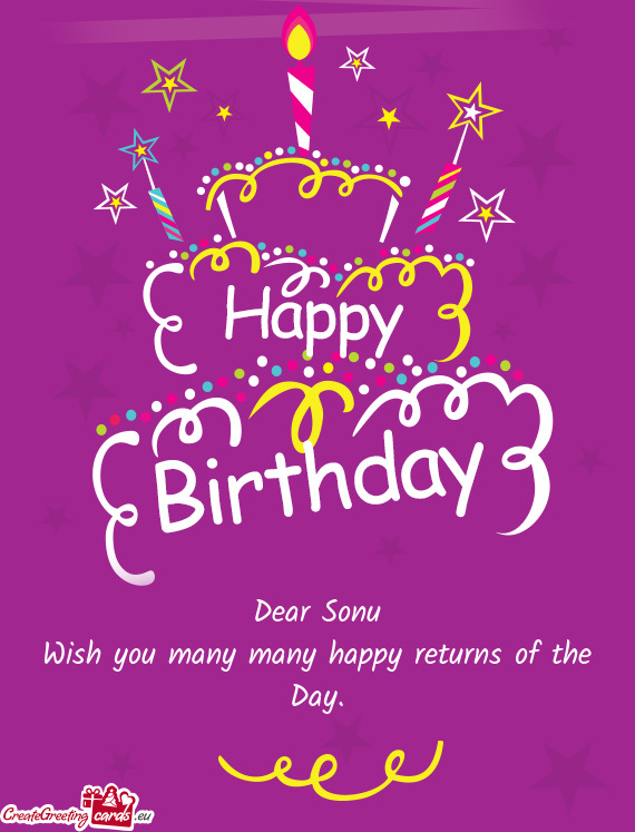Dear Sonu
 Wish you many many happy returns of the Day