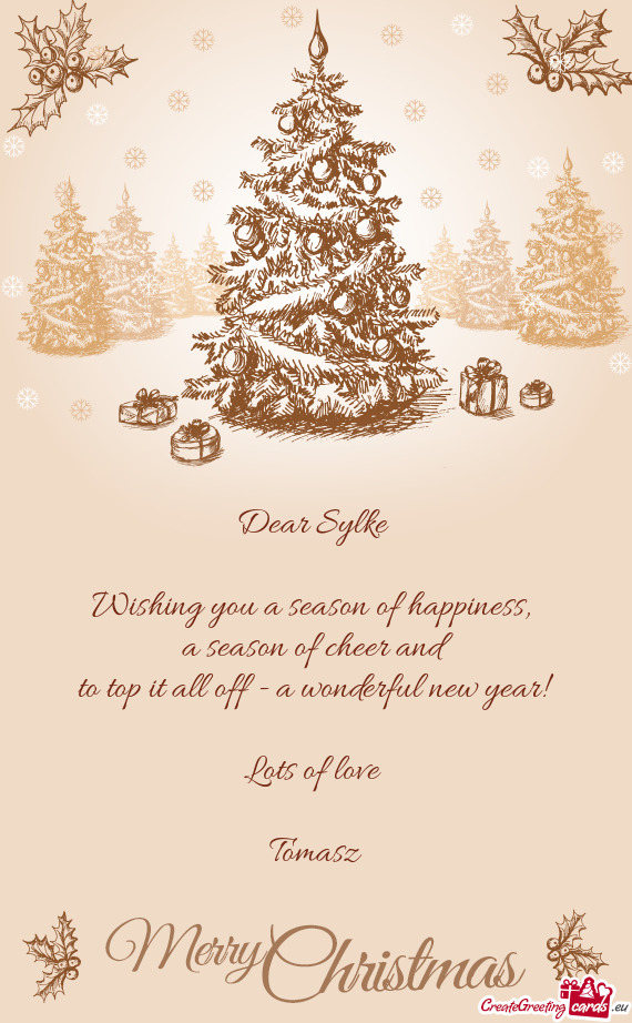 Dear Sylke 
 
 Wishing you a season of happiness
