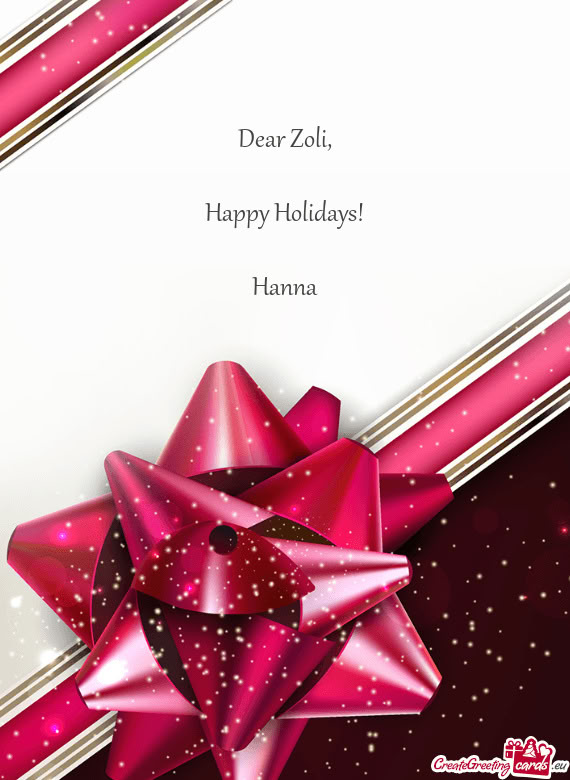 Dear Zoli