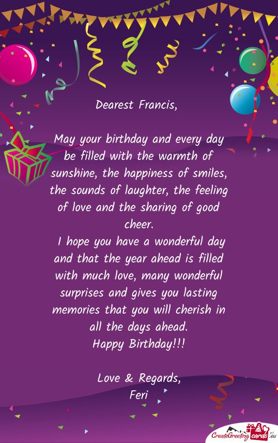 Dearest Francis