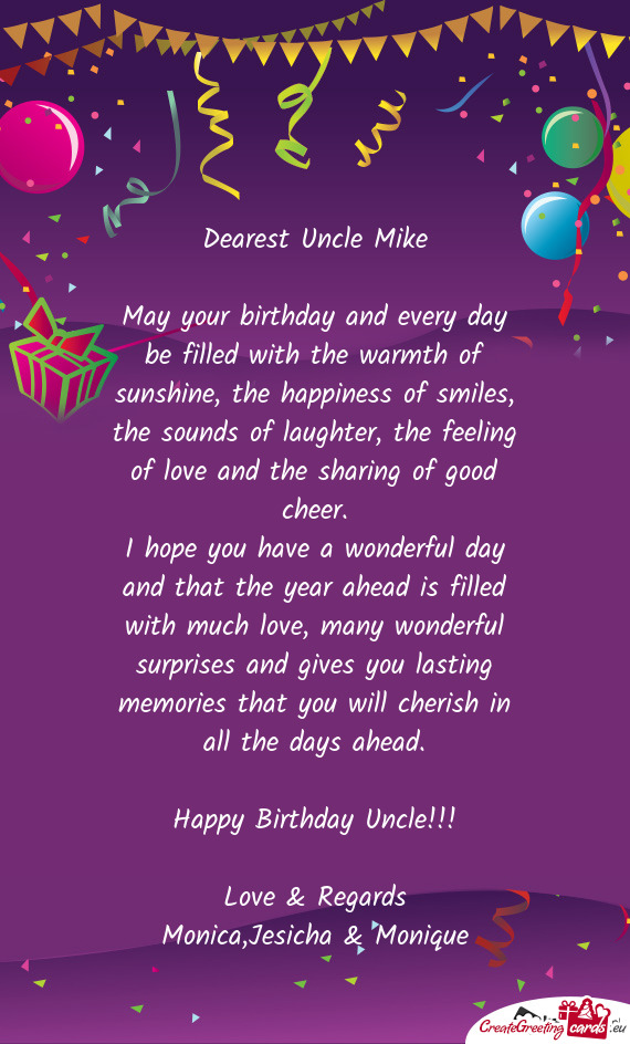 Dearest Uncle Mike