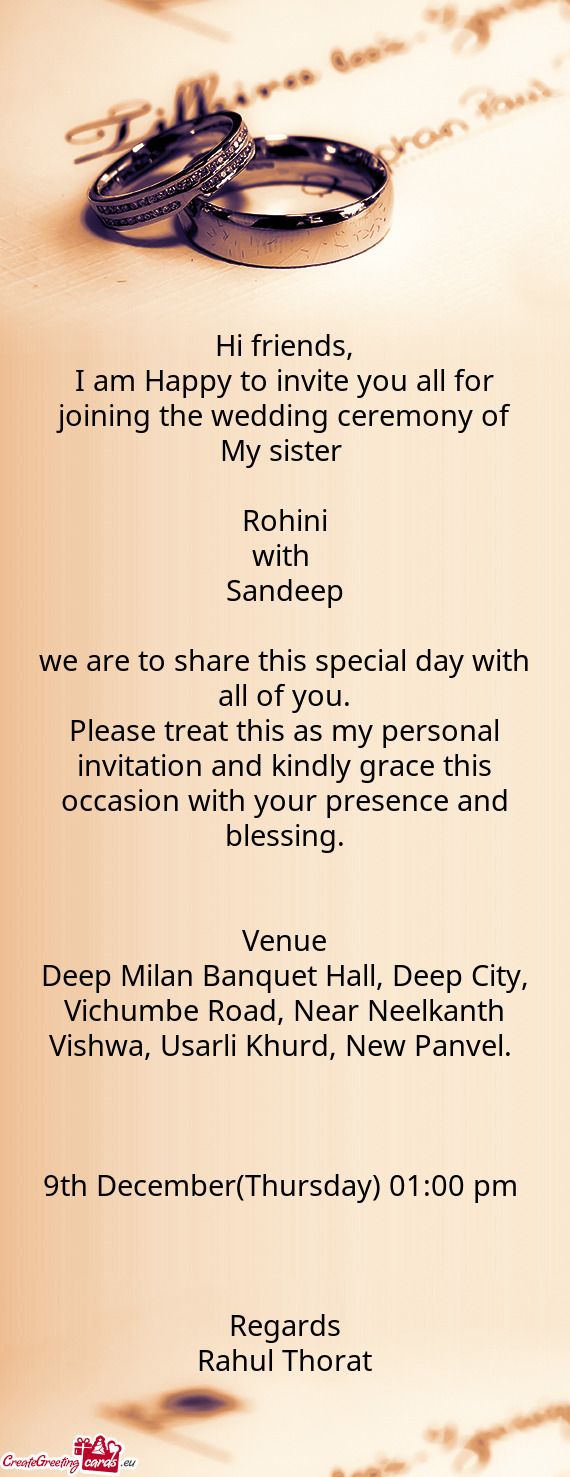 Deep Milan Banquet Hall, Deep City, Vichumbe Road, Near Neelkanth Vishwa, Usarli Khurd, New Panvel