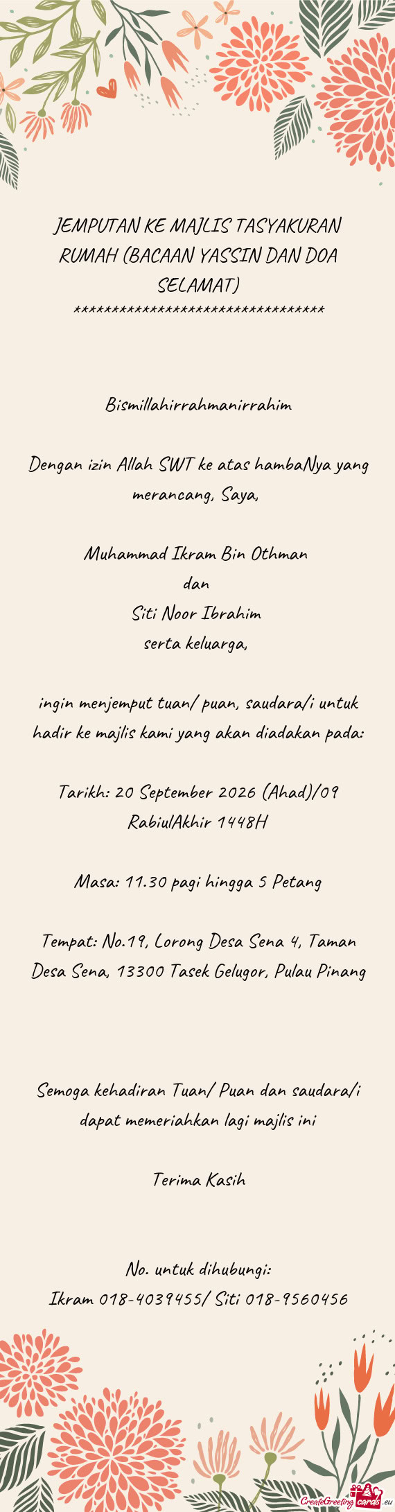 Dengan izin Allah SWT ke atas hambaNya yang merancang, Saya