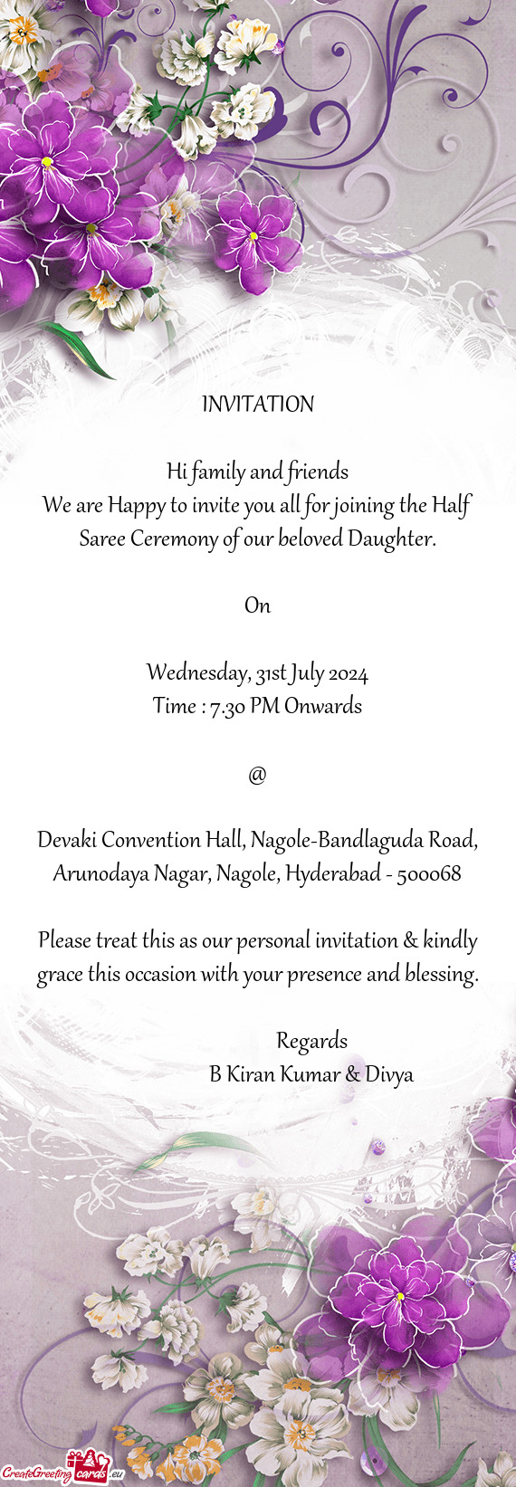 Devaki Convention Hall, Nagole-Bandlaguda Road, Arunodaya Nagar, Nagole, Hyderabad - 500068