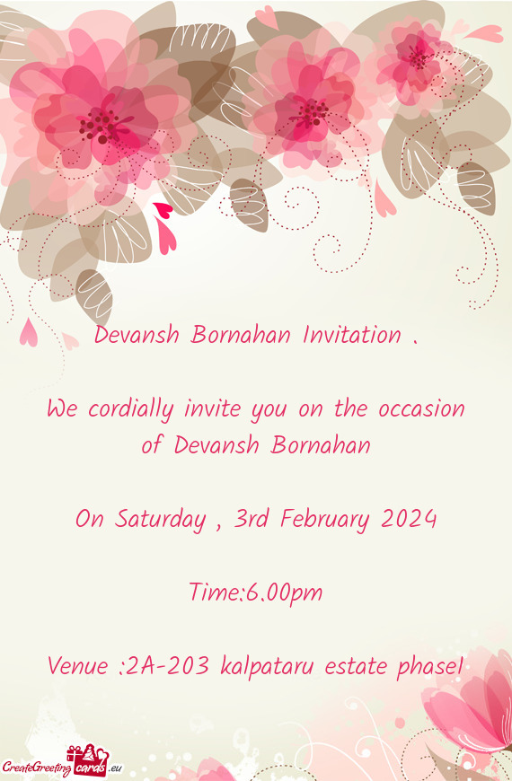 Devansh Bornahan Invitation